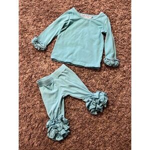 Southern Style 2 Pc Baby Girl Boutique Outfit Cupcake‎ Ruffles Blue Size 0-6 mos